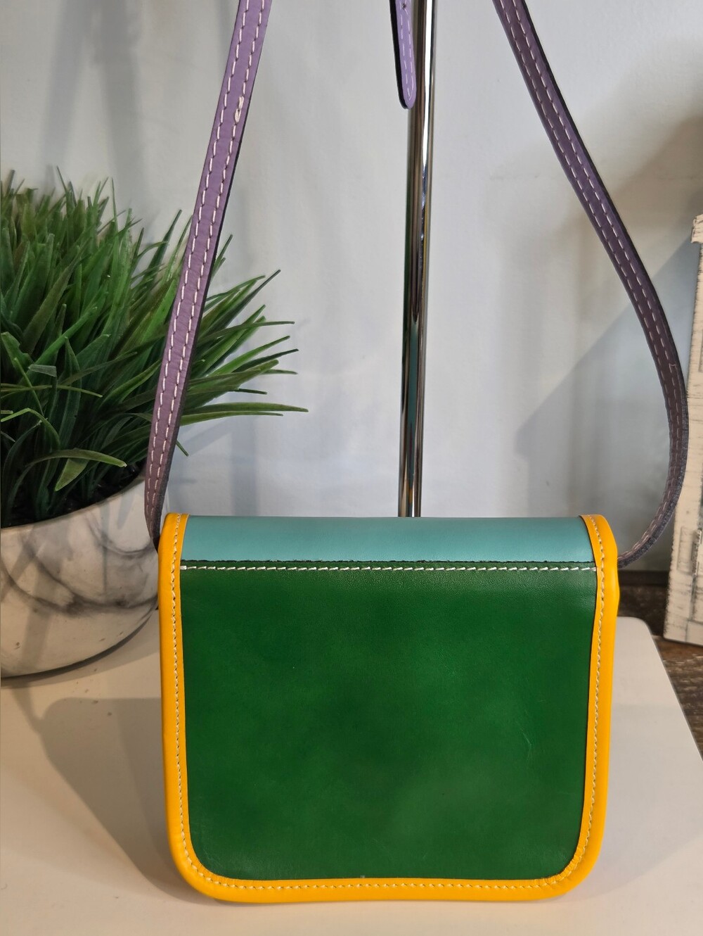 Gregorio Vera Pelle Italy Leather Colorblock Saddle Bag - Picture 5 of 12